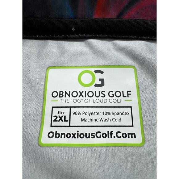 Obnoxious Golf Blue Pink Psychedelic Swirl Flame Performance Polo Size 2XL - Picture 3 of 4